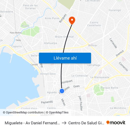 Miguelete - Av Daniel Fernandez Crespo to Centro De Salud Giordano map