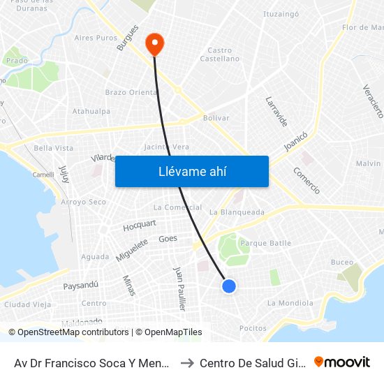 Av Dr Francisco Soca Y Mendez Nuñez to Centro De Salud Giordano map