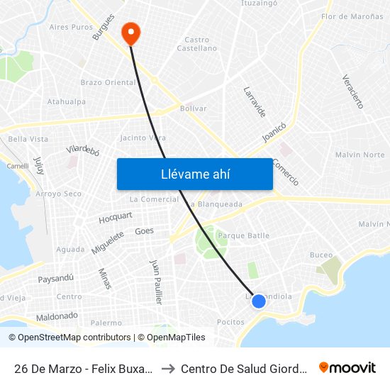 26 De Marzo - Felix Buxareo to Centro De Salud Giordano map