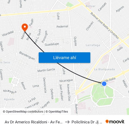 Av Dr Americo Ricaldoni - Av Federico R Vidiella to Policlínica Dr Jj Crottogini map