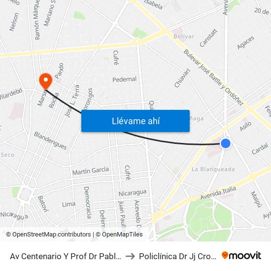 Av Centenario Y Prof Dr Pablo Purriel to Policlínica Dr Jj Crottogini map