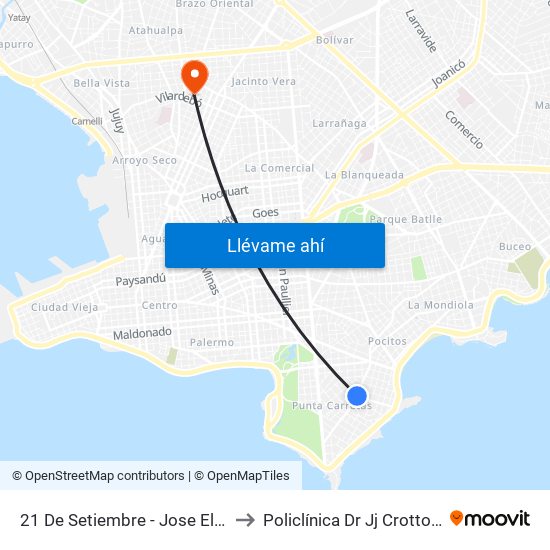 21 De Setiembre - Jose Ellauri to Policlínica Dr Jj Crottogini map