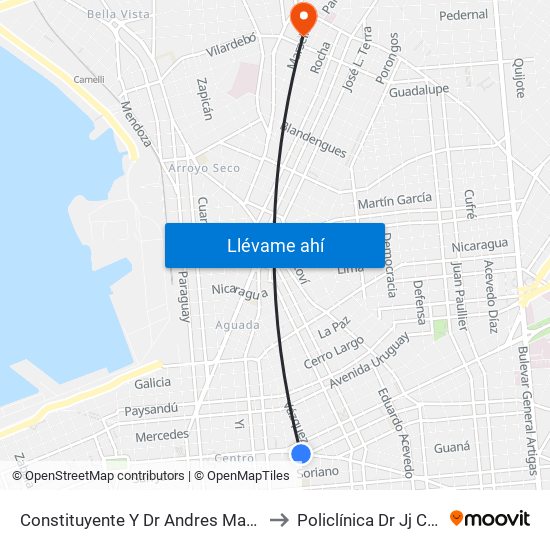 Constituyente Y Dr Andres Martinez Trueba to Policlínica Dr Jj Crottogini map