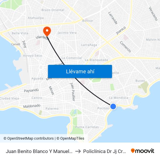 Juan Benito Blanco Y Manuel V Pagola to Policlínica Dr Jj Crottogini map