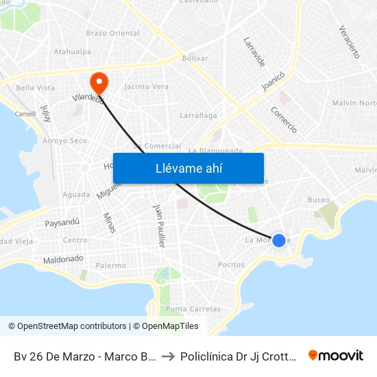 Bv 26 De Marzo - Marco Bruto to Policlínica Dr Jj Crottogini map