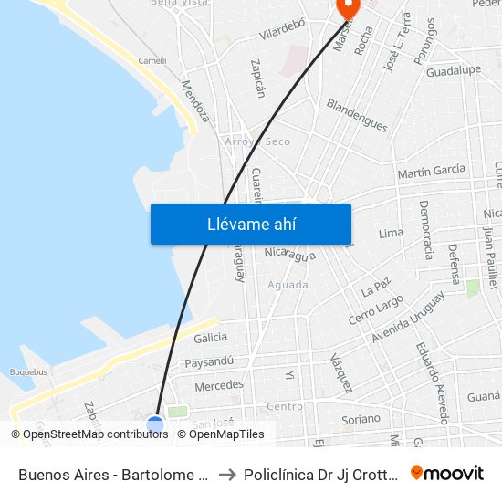 Buenos Aires - Bartolome Mitre to Policlínica Dr Jj Crottogini map