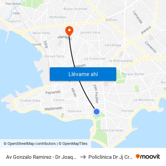 Av Gonzalo Ramirez - Dr Joaquin Requena to Policlínica Dr Jj Crottogini map