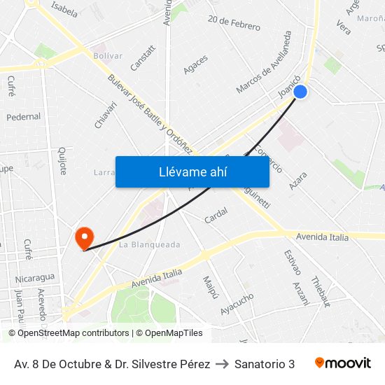Av. 8 De Octubre & Dr. Silvestre Pérez to Sanatorio 3 map