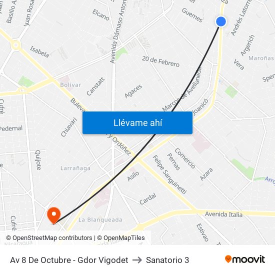 Av 8 De Octubre - Gdor Vigodet to Sanatorio 3 map