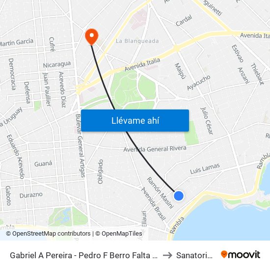 Gabriel A Pereira - Pedro F Berro Falta 145 to Sanatorio 3 map