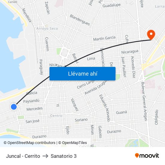 Juncal - Cerrito to Sanatorio 3 map