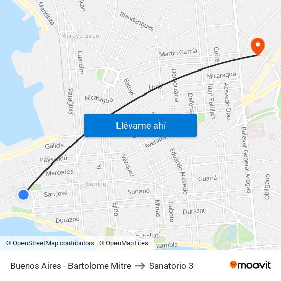 Buenos Aires - Bartolome Mitre to Sanatorio 3 map