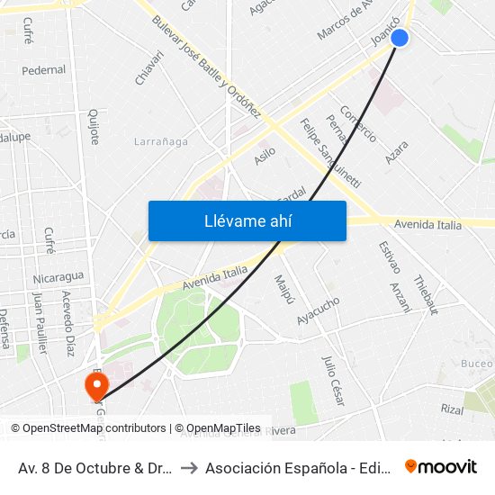 Av. 8 De Octubre & Dr. Silvestre Pérez to Asociación Española - Edificio Oscar Magurno map