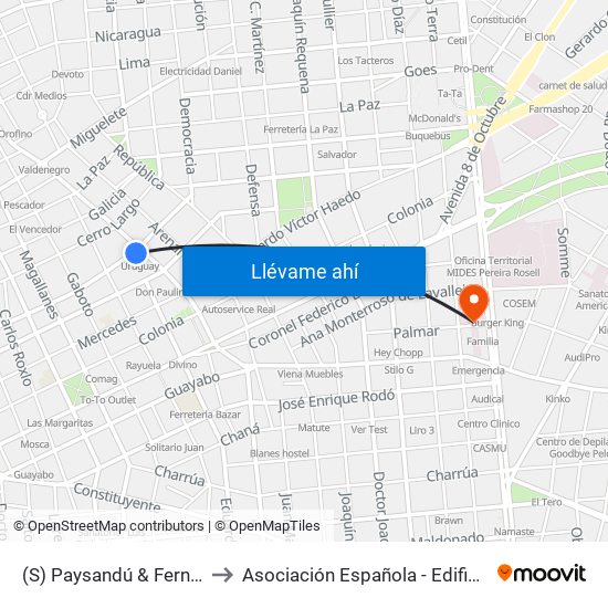 (S) Paysandú & Fernández Crespo to Asociación Española - Edificio Oscar Magurno map