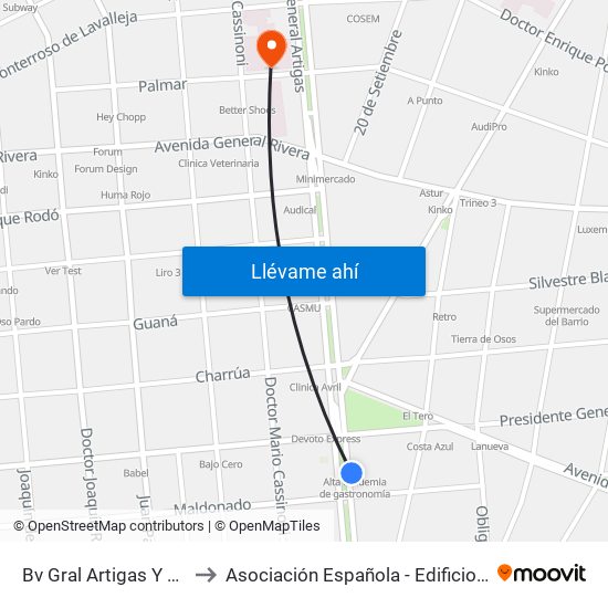 Bv Gral Artigas Y Maldonado to Asociación Española - Edificio Oscar Magurno map