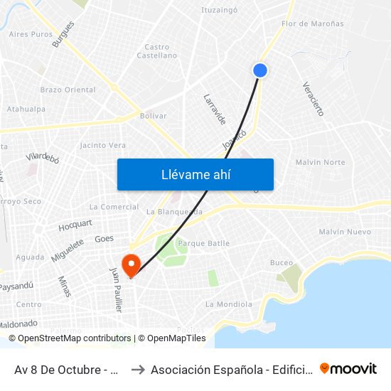 Av 8 De Octubre - Gdor Vigodet to Asociación Española - Edificio Oscar Magurno map