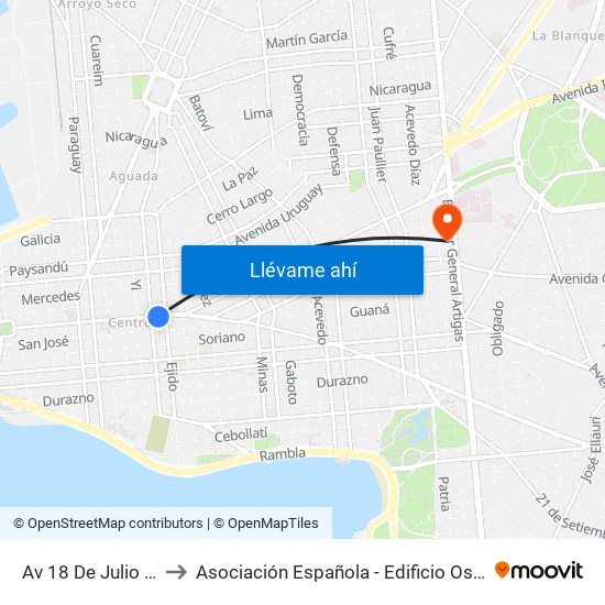 Av 18 De Julio Y Ejido to Asociación Española - Edificio Oscar Magurno map