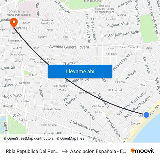 Rbla Republica Del Peru Y Gabriel A Pereira to Asociación Española - Edificio Oscar Magurno map