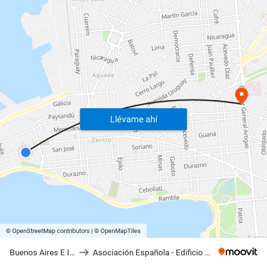 Buenos Aires E Ituzaingo to Asociación Española - Edificio Oscar Magurno map