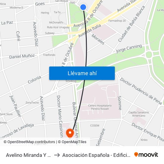 Avelino Miranda Y Gral Urquiza to Asociación Española - Edificio Oscar Magurno map