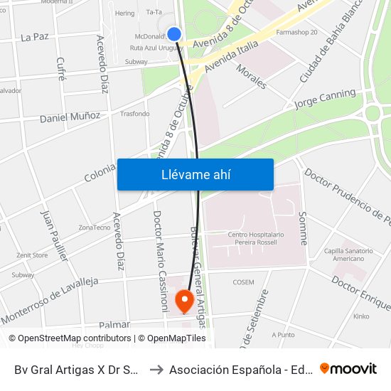 Bv Gral Artigas X Dr Salvador Ferrer Serra to Asociación Española - Edificio Oscar Magurno map