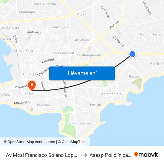 Av Mcal Francisco Solano Lopez - Av Italia to Asesp Policlínica Centro map