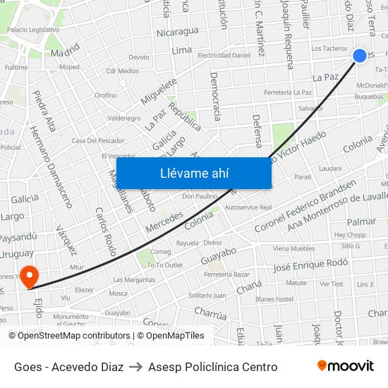 Goes - Acevedo Diaz to Asesp Policlínica Centro map