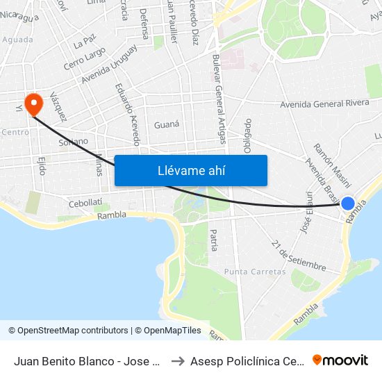 Juan Benito Blanco - Jose Marti to Asesp Policlínica Centro map