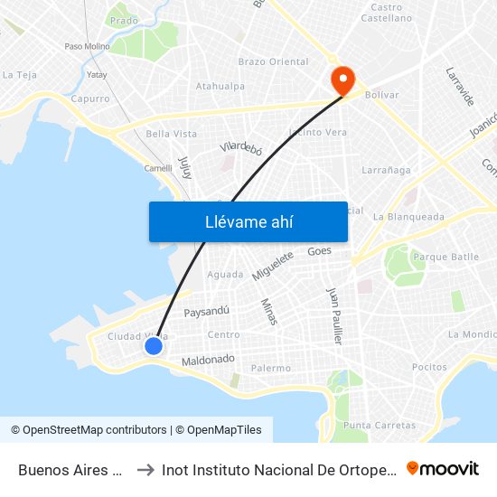 Buenos Aires E Ituzaingo to Inot Instituto Nacional De Ortopedia Y Traumatología map