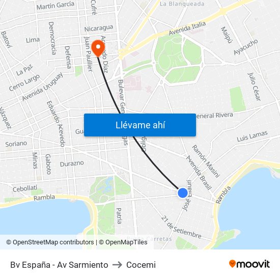 Bv España - Av Sarmiento to Cocemi map