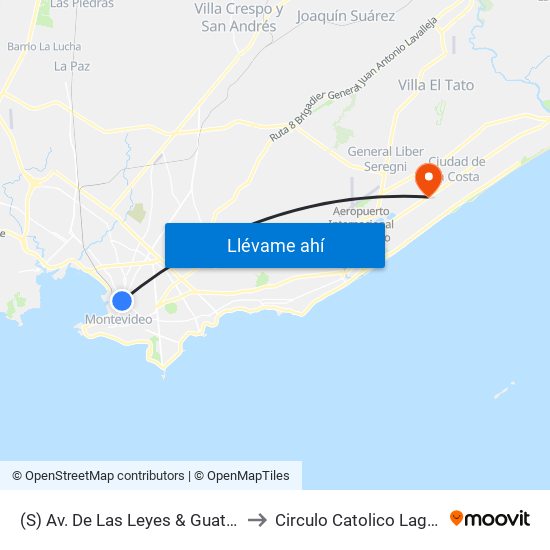 (S) Av. De Las Leyes & Guatemala to Circulo Catolico Lagomar map