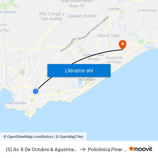 (S) Av. 8 De Octubre & Agustina Contucci to Policlinica Pinar Norte map