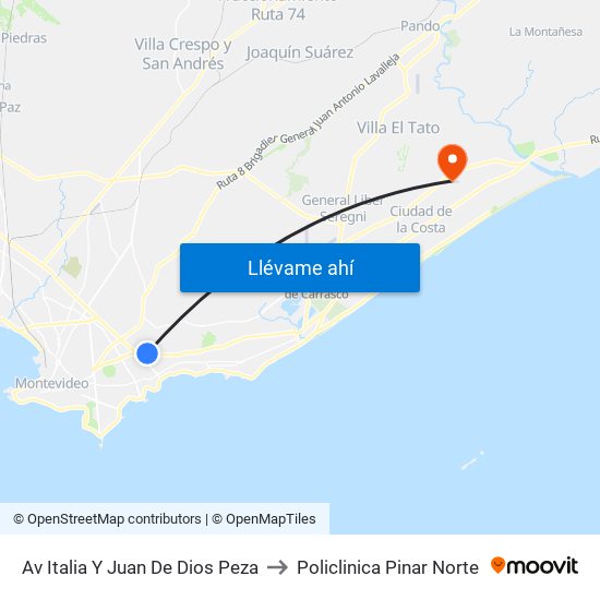 Av Italia Y Juan De Dios Peza to Policlinica Pinar Norte map