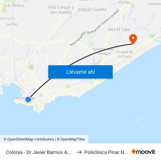 Colonia - Dr Javier Barrios Amorin to Policlinica Pinar Norte map
