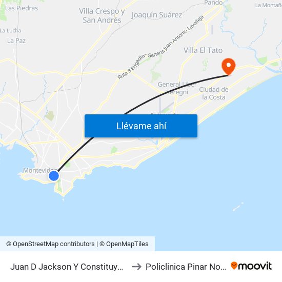 Juan D Jackson Y Constituyente to Policlinica Pinar Norte map