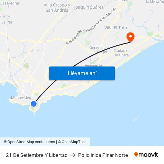 21 De Setiembre Y Libertad to Policlinica Pinar Norte map