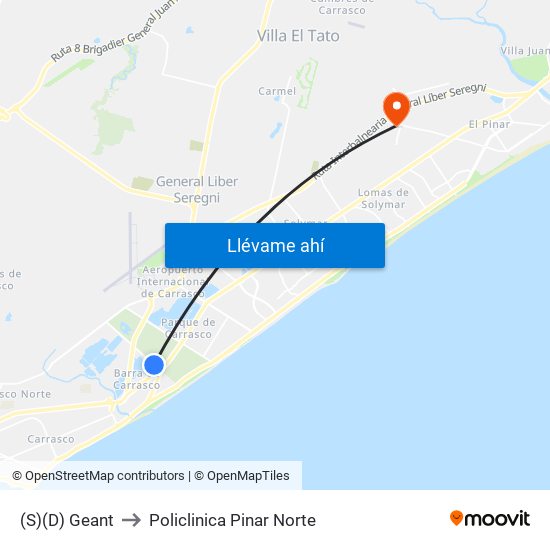 (S)(D) Geant to Policlinica Pinar Norte map