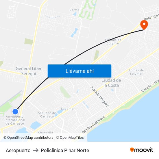 Aeropuerto to Policlinica Pinar Norte map