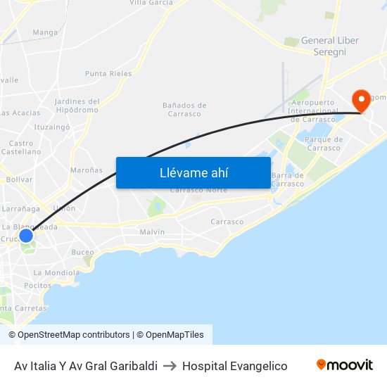 Av Italia Y Av Gral Garibaldi to Hospital Evangelico map