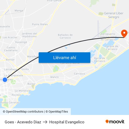 Goes - Acevedo Diaz to Hospital Evangelico map