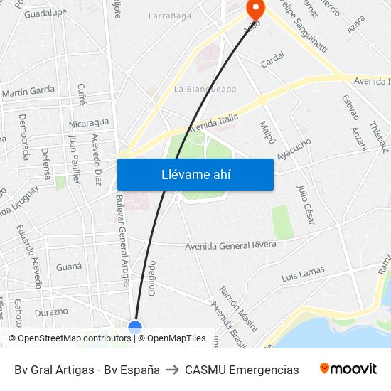 Bv Gral Artigas - Bv España to CASMU Emergencias map