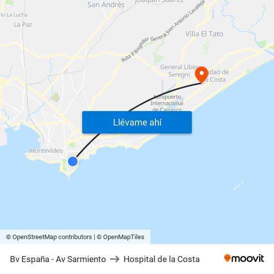 Bv España - Av Sarmiento to Hospital de la Costa map