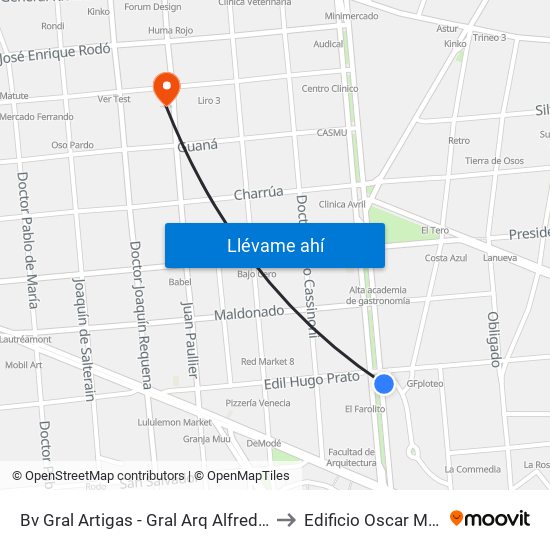 Bv Gral Artigas - Gral Arq Alfredo Baldomir to Edificio Oscar Magurno map