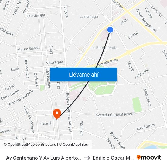 Av Centenario Y Av Luis Alberto De Herrera to Edificio Oscar Magurno map