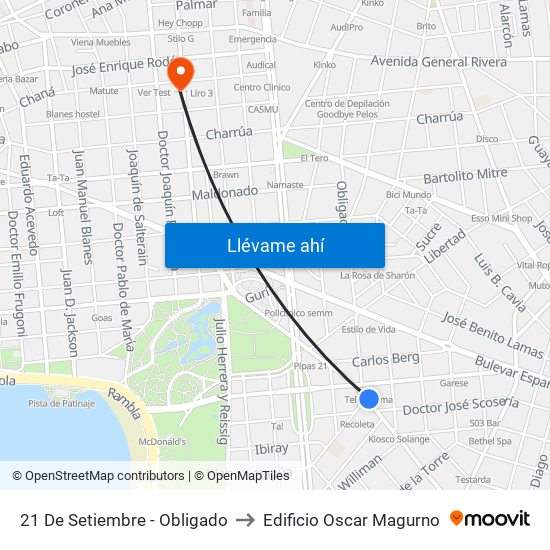21 De Setiembre - Obligado to Edificio Oscar Magurno map