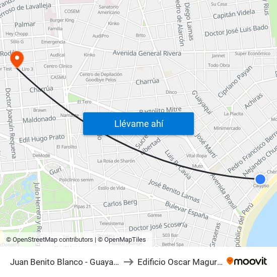 Juan Benito Blanco - Guayaqui to Edificio Oscar Magurno map