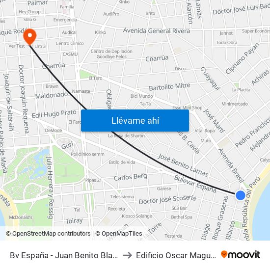 Bv España - Juan Benito Blanco to Edificio Oscar Magurno map