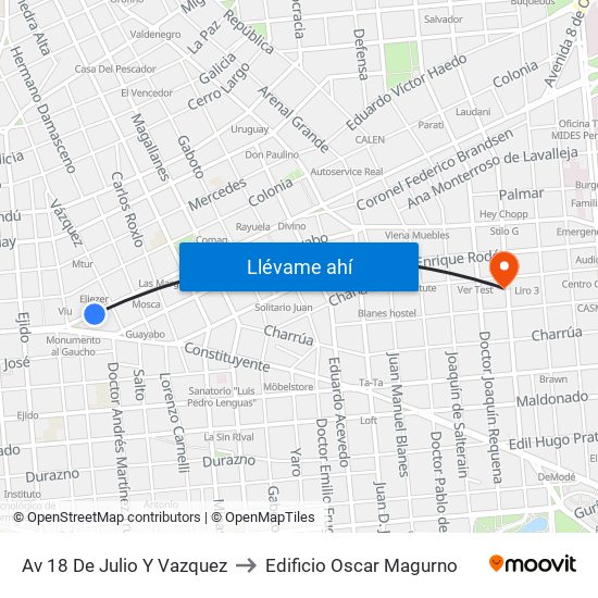 Av 18 De Julio Y Vazquez to Edificio Oscar Magurno map