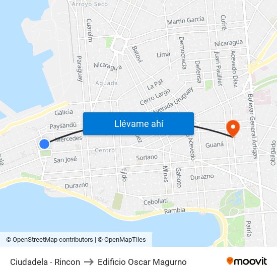 Ciudadela - Rincon to Edificio Oscar Magurno map