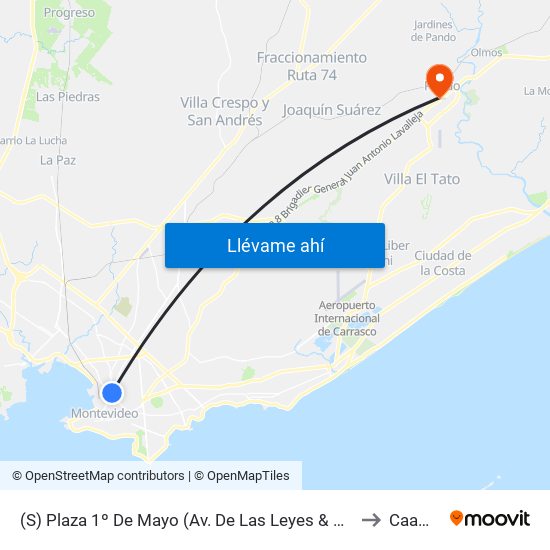(S) Plaza 1º De Mayo (Av. De Las Leyes & Dr. Luis P. Lenguas) to Caamepa map